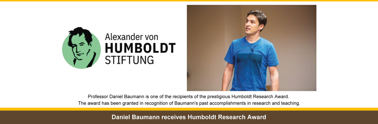Daniel Baumann receives Humboldt Research Award